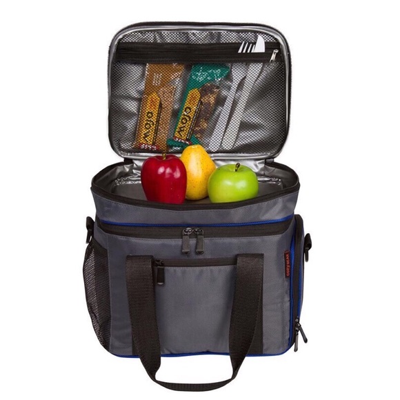 Cozy Bear Lunch Cooler Bag Grey with Blue Trim - Picture 5 of 7